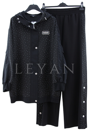 My312 Taşlı Çıtçıtlı Takım- LYN04253 Siyah