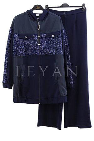Orhan Store Pul Payetli İkili Takım- LYN04269 Lacivert