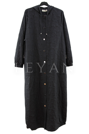 Dule Fermuar Detaylı Pardesü- LYN04251 Siyah