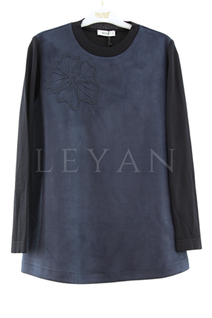 Nuss Kolları Merserize Tunik- LYN04287 Lacivert