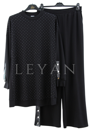 Orhan Store Taşlı Takım- LYN04231 Siyah