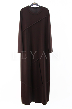 Defrina Kesik Dikişli Elbise- LYN03877 Kahve