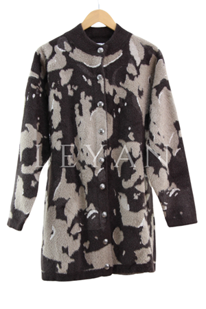 Nuss Kamuflaj Desen Hırka- LYN04299 Kahve