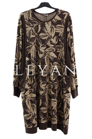 Dule Desenli Triko Tunik- LYN04310 Kahve