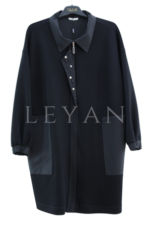 Dule Taşlı Poplin Tunik- LYN04314 Siyah