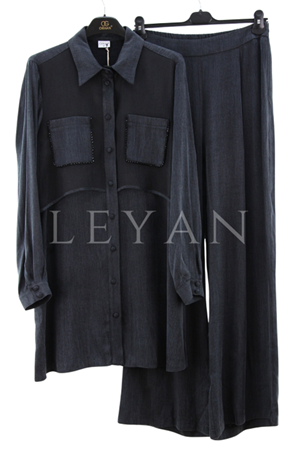 Orhan Store Tül Detaylı Takım- LYN04324 Siyah