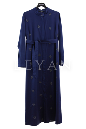 Fuat Gürşen Taş İşlemeli Elbise- LYN04322 Lacivert