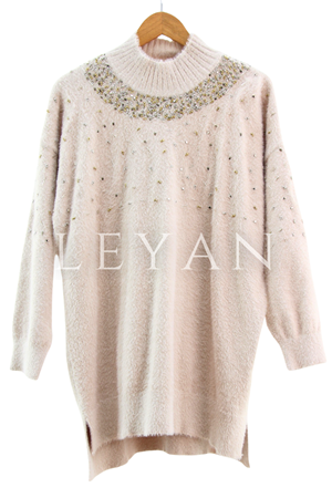 Nuss Boncuk İşlemeli Tunik- LYN04326 Bej