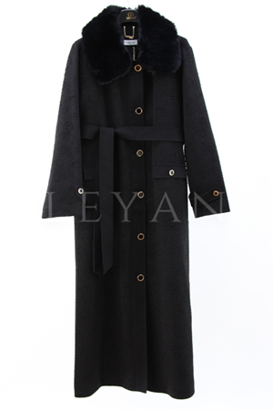 Orhan Store Kürk Ve Brokar Detaylı Kap- LYN04334 Siyah