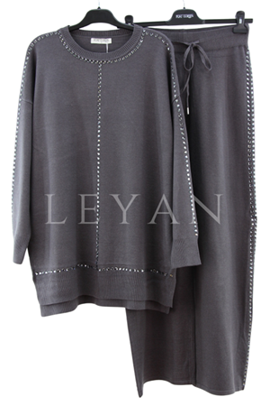 Fuat Gürşen Taş Baskılı Takım- LYN04333 Gri