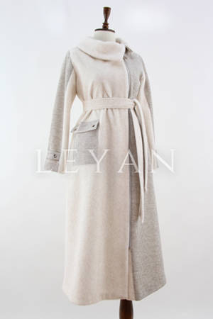 Orhan Store Triko Detaylı Kaban- LYN04339 Ekru