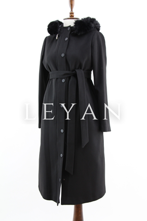 Orhan Store Kapşonu Kürklü Kaban- LYN04342 Siyah