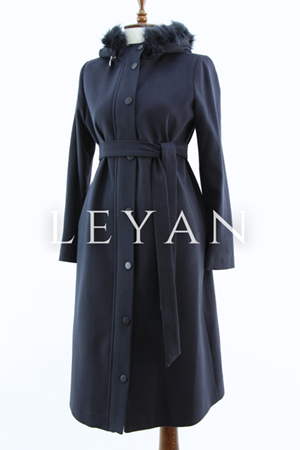 Orhan Store Kapşonu Kürklü Kaban- LYN04342 Lacivert
