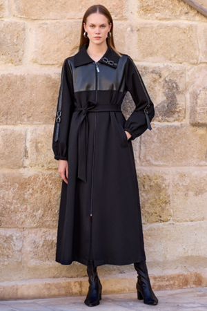 Orhan Store Deri Detaylı Kap- LYN04025 Siyah