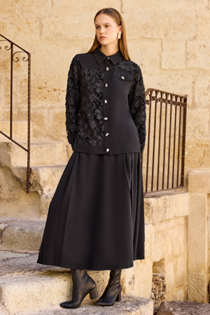 Orhan Store Güpürlü Takım- LYN04055 Siyah