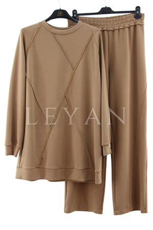 Orhan Store Boncuk İşlemeli Takım- LYN04206 Taba