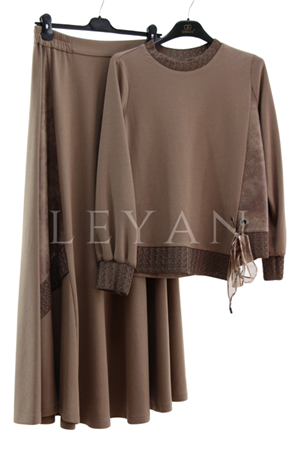 Orhan Store Kuşgözü Detaylı Takım- LYN03930 Kahve