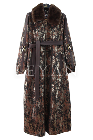 Orhan Store Yakası Kürklü Kap- LYN04356 Kahve