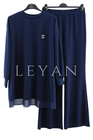 Orhan Store Şifonlu Pantolonlu Takım- LYN03373 İndigo