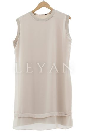 Rayon Detaylı Kolsuz Şifon İçlik- LYN01399  Bej
