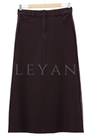 Sentez Yanları Püsküllü Kanvas Etek-LYN02439 Kahve