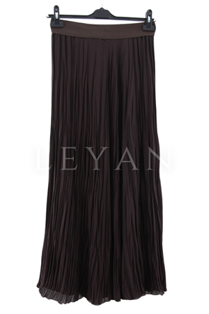 Sentez Kırıştırma Etek-LYN02356 Kahve