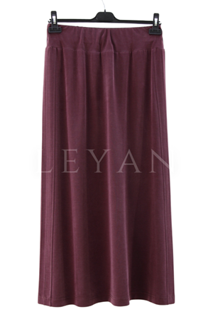 Sentez Nervürlü Etek- LYN03596 Bordo