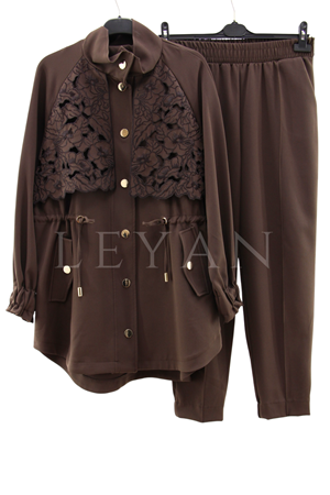 Missemramiss Brielle Dantel Garni Takım- LYN04348 Kahve