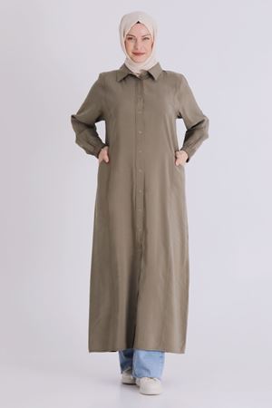 Behrem Dikişli Ferace- LYN04389 Haki