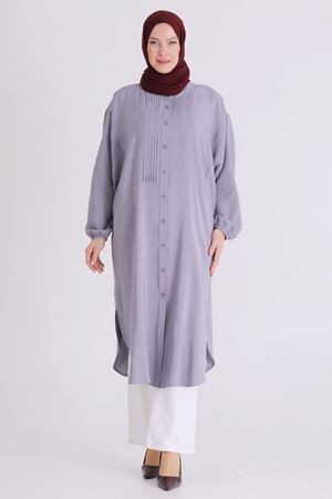 Behrem Dikiş Detaylı Tunik- LYN04388 Gri