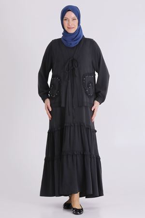 Behrem Yelekli Elbise - LYN04408 Siyah