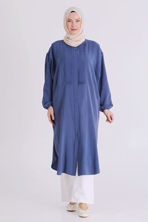Behrem Dikiş Detaylı Tunik- LYN04388 İndigo