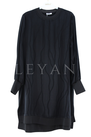 Defrina Dalga Desenli Qupra Tunik- LYN04412 Siyah