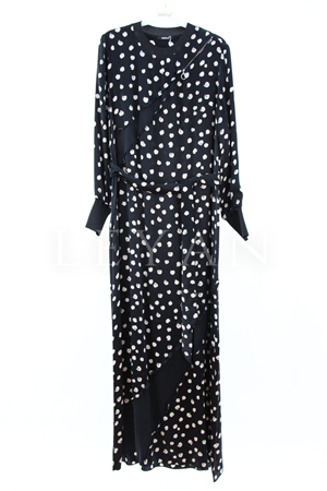 Defrina Puantiyeli Elbise- LYN04415 Siyah