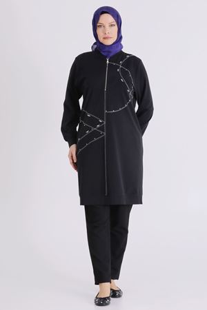 Behrem Zımba Detaylı Tunik- LYN04429 Siyah