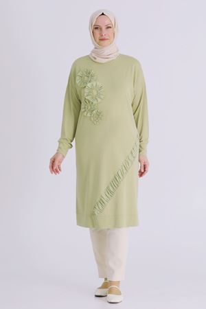 Behrem İşlemeli Tunik- LYN04428 Ihlamur