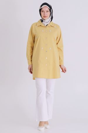 Behrem Taş İşlemeli Tunik- LYN04391 Safran