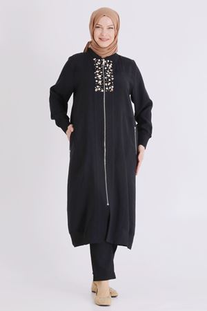 Behrem Boncuk Düğme İşlemeli Kap- LYN04438 Siyah