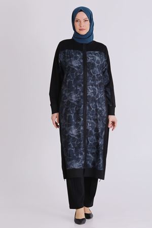 Behrem Taşlı Desenli Takım- LYN04437 Siyah