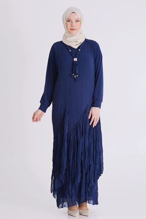 Behrem Kırıştırma Elbise- LYN04440 İndigo