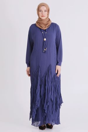 Behrem Kırıştırma Elbise- LYN04440 Morcivert