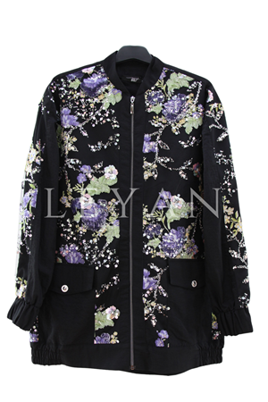 My312 Önü İşlemeli Ceket- LYN04447 Siyah
