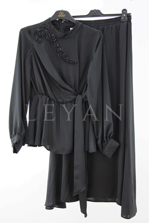 Orhan Store İşleme Detaylı Takım- LYN04448 Siyah