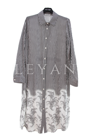 Fuat Gürşen Çizgili Desenli Tunik- LYN04453 Siyah