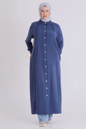 Behrem Dikişli Ferace- LYN04385 İndigo