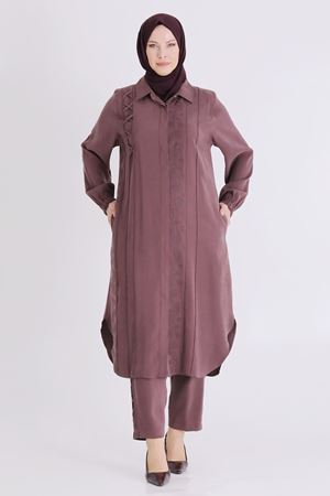 Behrem Nakışlı Takım-  LYN04390 Gül Kurusu