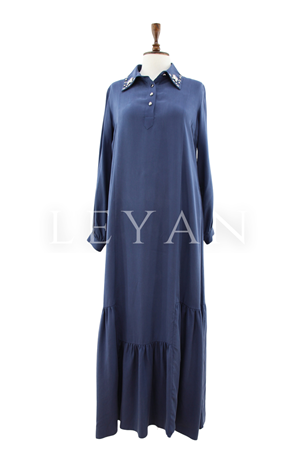 Orhan Store Taş Detaylı  Elbise- LYN04460 Lacivert