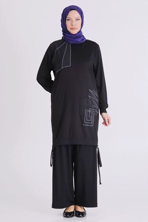 Behrem Dikiş Detaylı Takım- LYN04465 Siyah