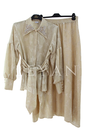 Orhan Store Tüllü Takım- LYN04467 Bej