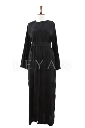 Orhan Store Kolları Payetleri Ferace- LYN04484 Siyah